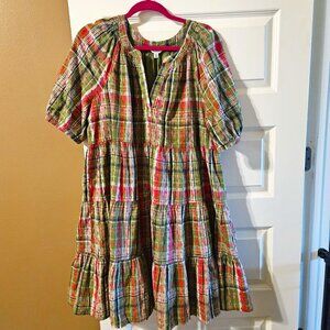 Crown and Ivy Green and Pink Tiered Plaid dress, just in time for warmer weather